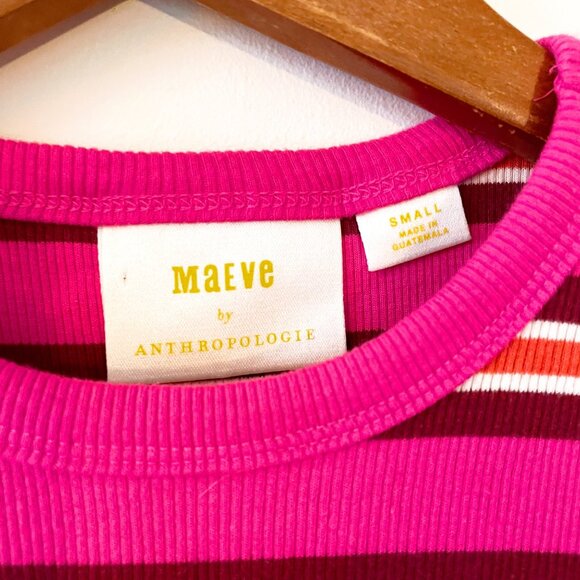 Anthropologie Maeve The Blair Cropped Ribbed Tee, Size Small - Picture 4 of 5